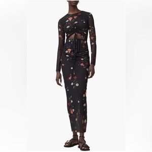 AllSaints Kathy Long Sleeve Mesh Dress